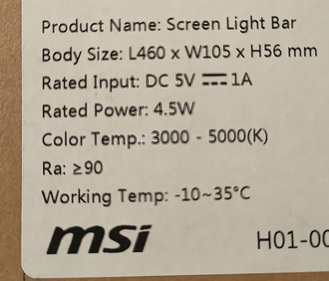 BNIB MSI Modern LED Lux Screen Light Bar447342398784808961
