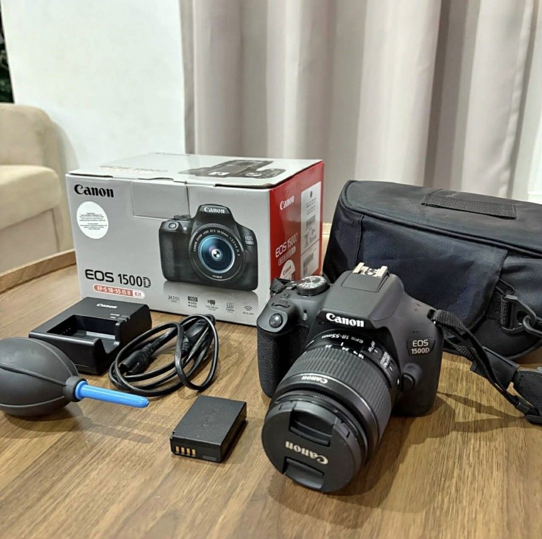Canon EOS 1500D (Category: Cameras) located in Cabuyao City. Submitted by lunathrift.ph (Listing ID 1426223766, Image 1). Description: (Cabuyao, Laguna | Meetup Only) Selling Price: ₱25,000 (Negotiable) Purchase Price: ₱35,000+ Selling my Canon EOS 1500D, lightly and occasionally used only. Still in very good condition - no issues, no hidden defects. Inclusions: Canon EOS 1500D Body Box complete Camera Bag 32GB Memory Card Charger Dust Blower Not