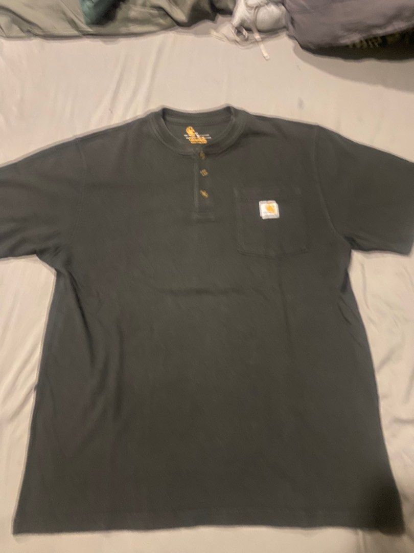 Carhartt Henley Shirt (Category: Tshirts & Polo Shirts ) located in Manila. Submitted by thriftnijames (Listing ID 1426210737, Image 1). Description: Dimes L 30 W 22.