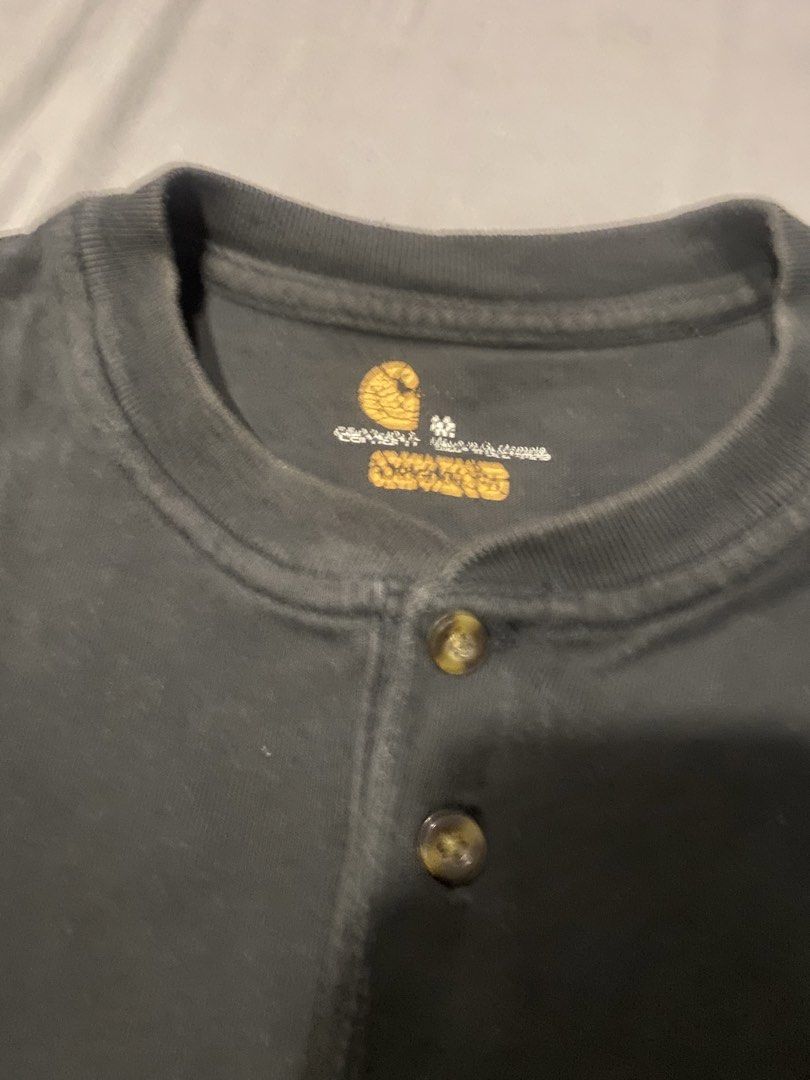 Carhartt Henley Shirt (Category: Tshirts & Polo Shirts ) located in Manila. Submitted by thriftnijames (Listing ID 1426210737, Image 2). Description: Dimes L 30 W 22.