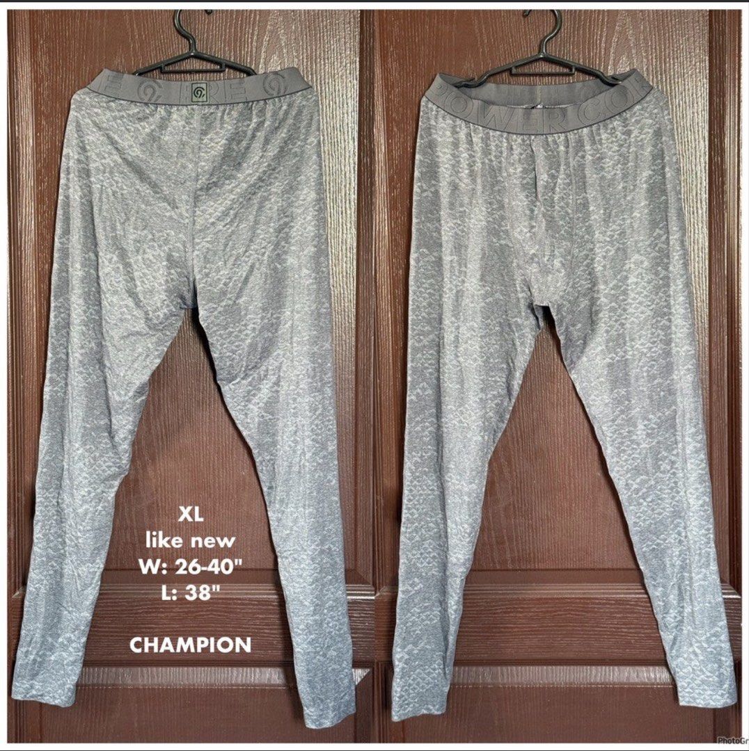 Champion Grey Compression Pants - XL (Category: Activewear) located in Manila. Submitted by meisu_mnl (Listing ID 1426208367, Image 1). Description: 🔥 Champion Compression Pants XL – Like New 🔥 Premium athletic compression leggings perfect for gym, running, training, or sports activities. Brand: Champion Size: XL Waist: 26–40 inches Length: 38 inches Color: Gray Condition: Like New ✨ DESIGN & FEATURES • Stretchable compression fabric for muscle