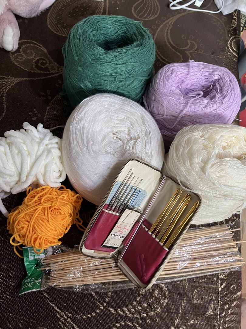 Crochet Hooks, Yarn, and Knitting Needles Set (Category: Craft Supplies & Tools) located in Manila. Submitted by declutbyal (Listing ID 1426211078, Image 2). Description: TAKE ALL - PERSONAL USED - 1400 LP.