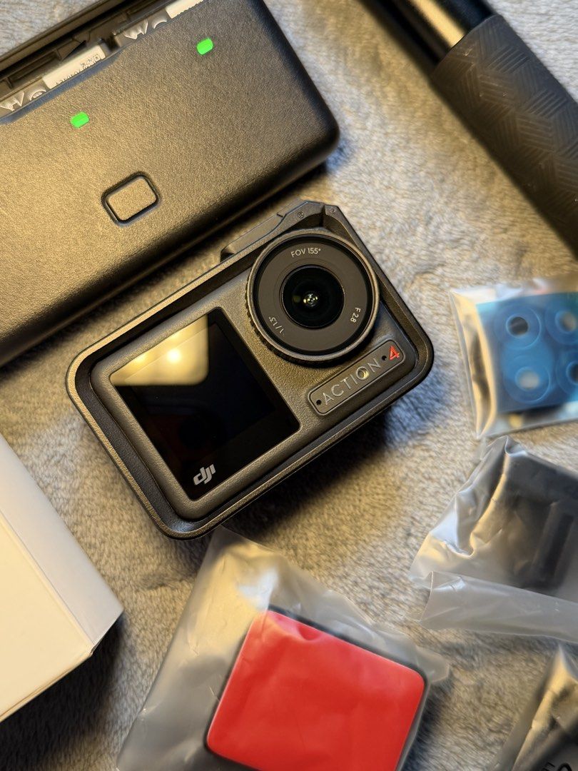 DJI OSMO ACTION 4 (Category: Cameras) located in Manila. Submitted by christine.r5 (Listing ID 1426216766, Image 3). Description: • Used only once • Like new condition - never used in extreme sports or underwater activities • Comes with complete original/brand new accessories • Screen and lens in perfect condition - no scratches. • Battery removed when stored for longevity • Stored carefully in a soft velvet cover • Original packaging included. B