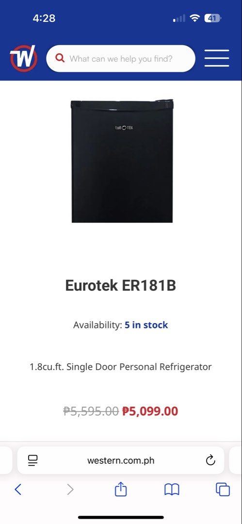 Eurotek ER-181B Personal Refrigerator (Category: Refrigerators and Freezers) located in Manila. Submitted by nesyden (Listing ID 1426263814, Image 3). Description: -Brand new personal ref -Gifted to us last Christmas -Product in its original packaging .