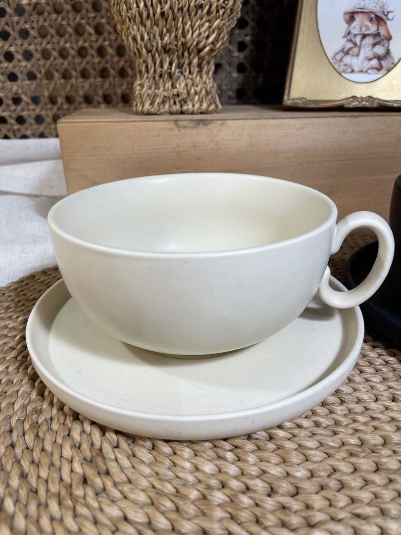 EVERYDAY Big Ceramic Cup and Saucer Set (Category: Coffee & Tea Tableware) located in Quezon City. Submitted by 27ValiantStreet_Storefront (Listing ID 1426219795, Image 3). Description: EVERYDAY BIG cup and saucer in cream and black. Both set measures approximately 4 inches in diameter and 3 inches in height..