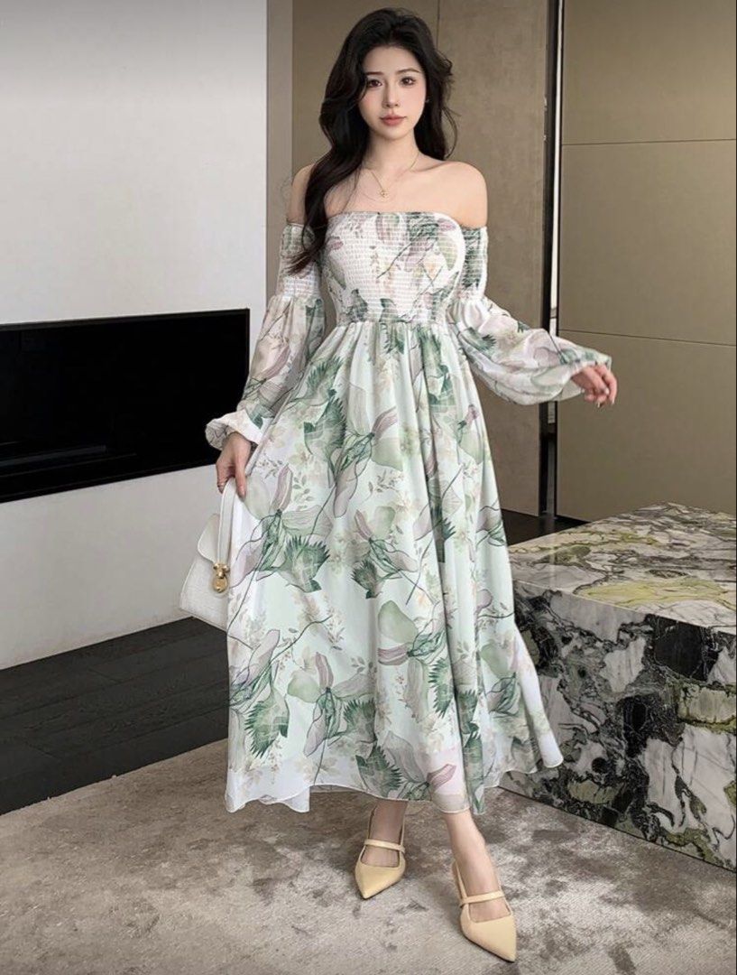 Fairy Off-Shoulder Long Dress (Category: Dresses) located in Malvar. Submitted by chatztash (Listing ID 1426355095, Image 1). Description: Fairylike, Princesslike Off Shoulder Long dress - PREMIUM QUALITY - used once for travel photo - Size: Small to Large helping tags: fairy dress, princess dress, floral dress, feathers, off-shoulder dress, picnic, summer dress, castle, gown.