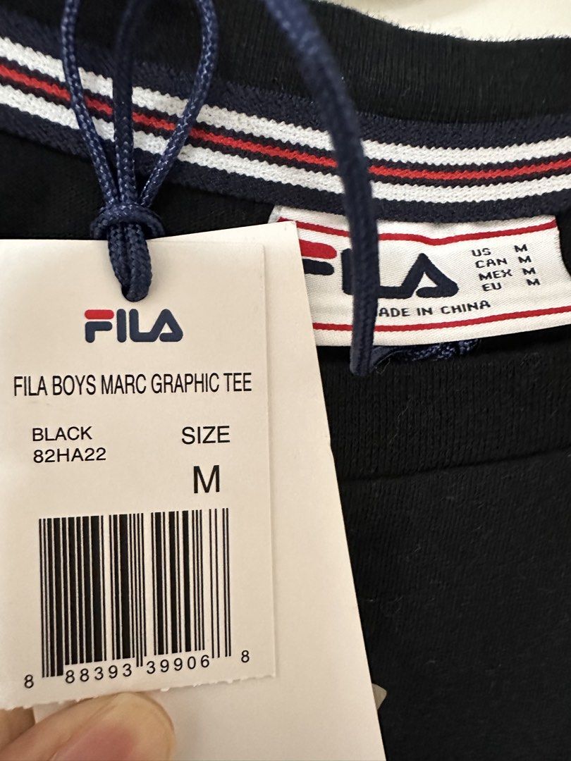 Fila Boys Marc Graphic Tee - Black - Size M (Category: Tshirts & Polo Shirts ) located in Manila. Submitted by mummyrandom (Listing ID 1426214281, Image 2). Description: Bnwt Bust 34”.