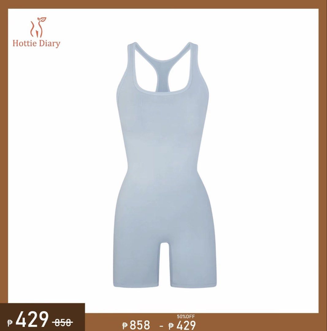 Hottie Diary Ribbed Bodysuit (Category: Others Tops) located in Manila. Submitted by ashleyyy_23 (Listing ID 1426374440, Image 3). Description: Bodysuit features a racerback design and a scoop neckline. It has a form-fitting silhouette with shorts-style bottoms. The back has a keyhole cutout. Available in black. Never been used ~.