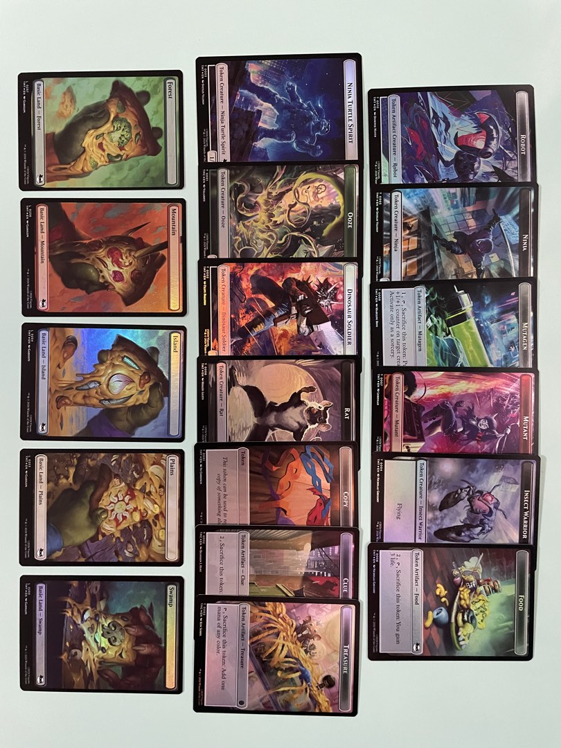 Mtg TMT Complete Foil Set Tokens Pizza Lands Hobbies Toys mtg-tmt-complete-foil-set-tokens-pizza-lands-hobbies-toys