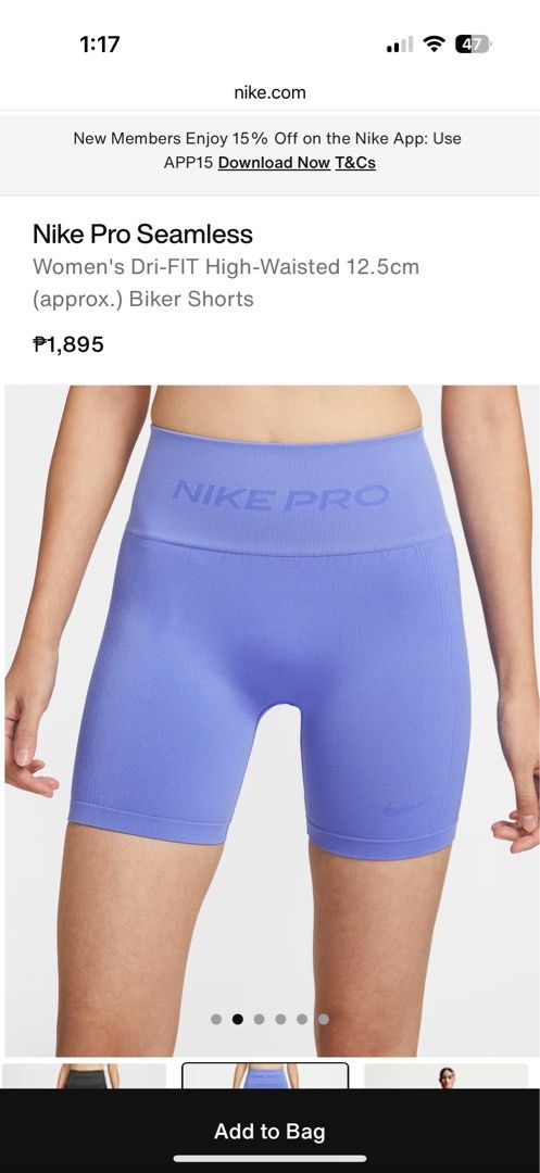 Nike Pro Seamless Dri-FIT Biker Shorts (Category: Activewear) located in Manila. Submitted by v2024 (Listing ID 1426231063, Image 2). Description: .
