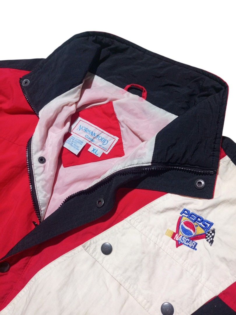 Norman Todd Pepsi NASCAR Jacket XL (Category: Coats, Jackets and Outerwear) located in Tigaon. Submitted by tigaonthrifters (Listing ID 1426324003, Image 2). Description: dimes 26x26.