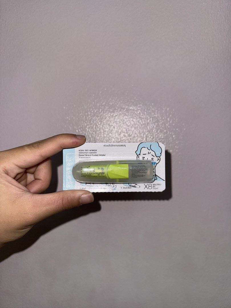 Pastel Sensor Pocket Inhaler (Menthol) (Category: Medical Supplies & Tools) located in Antipolo. Submitted by littlemissredbulladdict (Listing ID 1426197404, Image 1). Description: - Pastel Sensor Pocket Inhaler - Bought from Thailand 🇹🇭 - Compact and portable design - Modern and sleek appearance - Ideal for everyday use - Enchong Dee’s popular inhaler! 🤩 - Price is slightly negotiable.