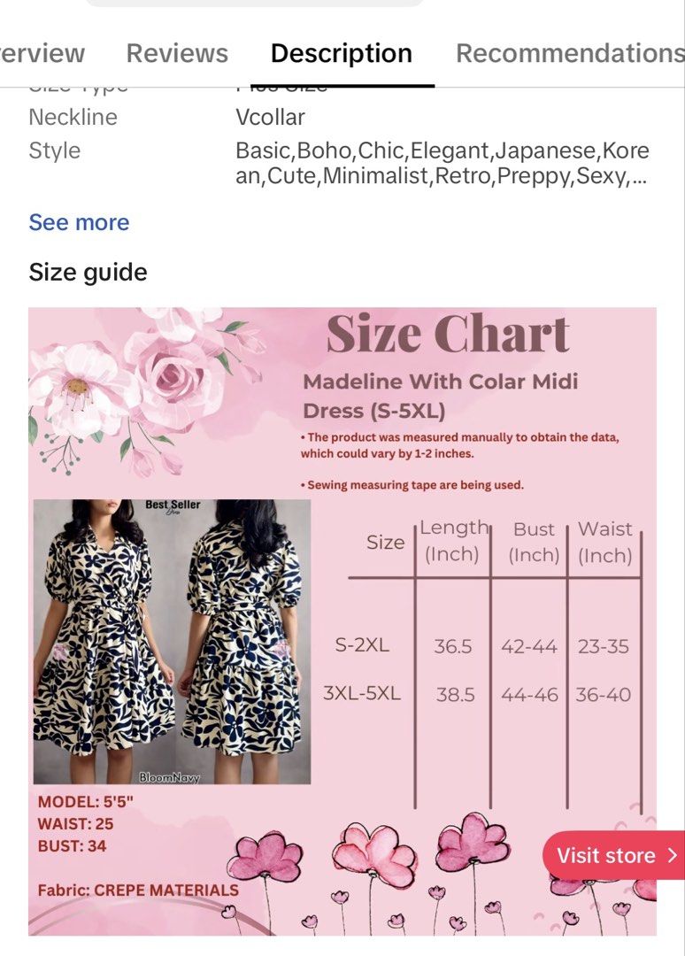 PLUS SIZE Dress 3XL- 5XL (Category: Dresses) located in Balanga. Submitted by gail13_ (Listing ID 1426292836, Image 3). Description: Brand new, never worn! Still in its original condition. Sayang kung matambak lang 😅 💰 Original price: ₱270 📌 Details • Plus size (3XL–5XL) • Crepe fabric, soft and flowy • Basic boho, elegant, retro, preppy style • V-neck collar • Size measurements are posted in the photos • Actual photos posted • Any flaws (if a