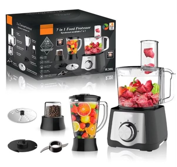 RAF Multi-Function Food Processor (Category: Juicers, Blenders & Grinders) located in Singapore. Submitted by lazmom (Listing ID 1426239347, Image 1). Description: Brand new RAF multi-function food processor. Includes a blender, grinder, and food processor attachments. Perfect for chopping, blending, and grinding. Compact design with a powerful motor. Easy to clean and store. Dimensions are provided in the images..