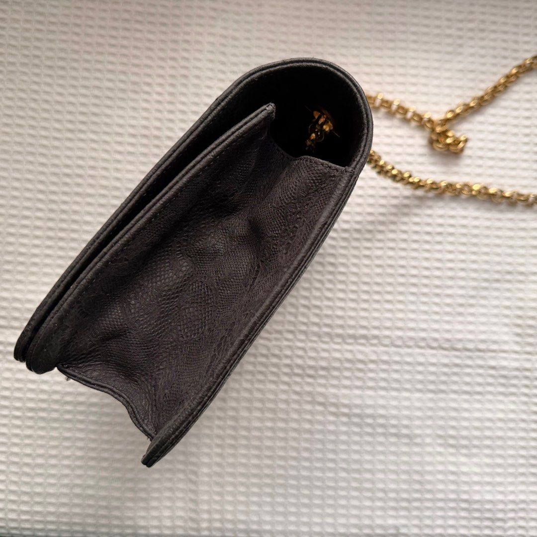 Rare Vintage Chloe Bag (Category: Luxury Bags & Wallets) located in Talisay. Submitted by lovedbyjane.go (Listing ID 1426261389, Image 2). Description: •Authentic rare piece •Black leather with intricate, tonal floral or lace-like embossed pattern •In very good vintage condition •Hardwares are still gold •With original chloe mirror •Clean interior. With minimal light scratches on lining. •Approx 8in x 6in x 2in.