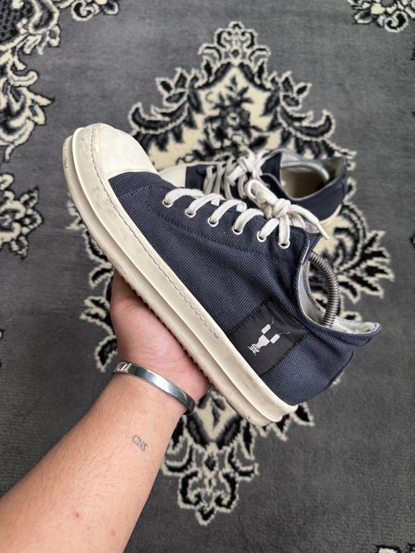 Rick Owens Drkshdw Navy Ramones Low (Category: Sneakers) located in Quezon City. Submitted by jawnzslayer (Listing ID 1426302703, Image 2). Description: ro drkshdw logo navy ramones no box, pair only size 43 can fit 10-10.5 worn condition.