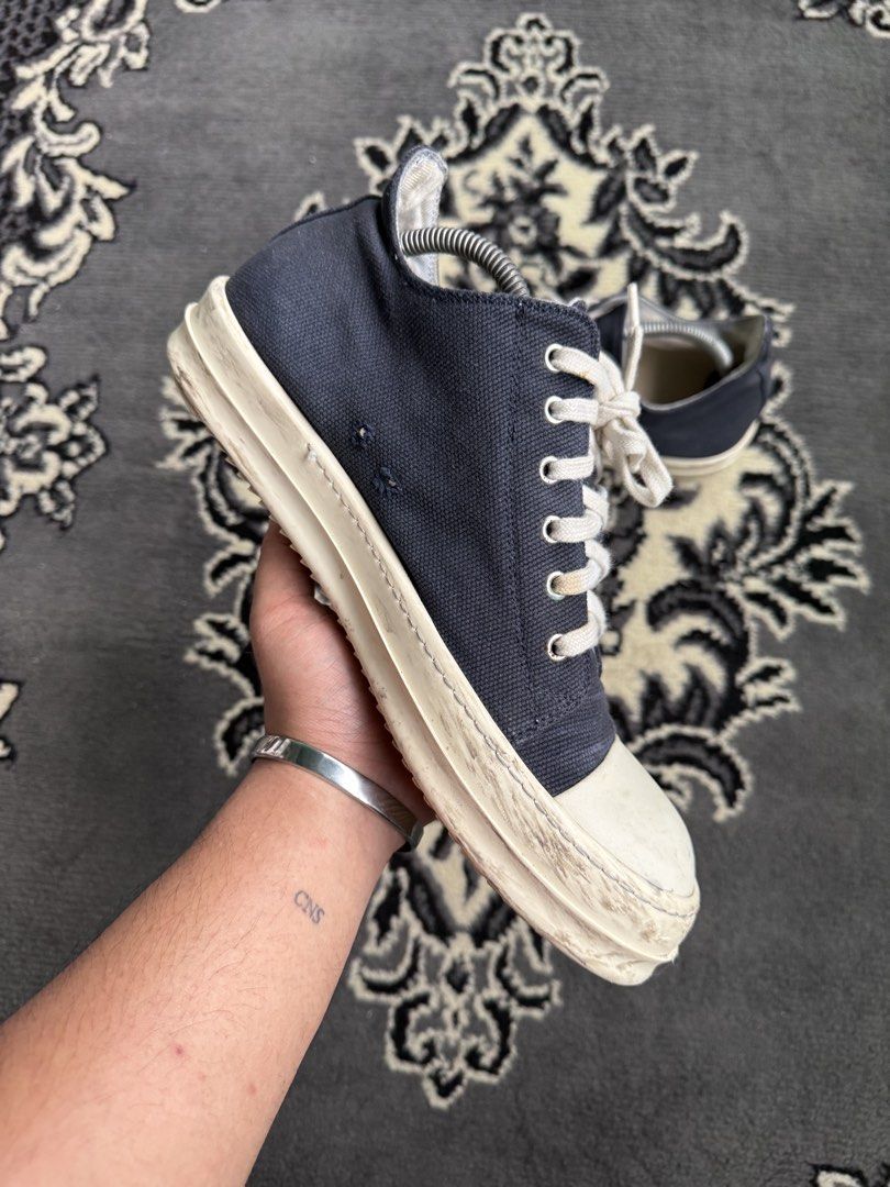 Rick Owens Drkshdw Navy Ramones Low (Category: Sneakers) located in Quezon City. Submitted by jawnzslayer (Listing ID 1426302703, Image 3). Description: ro drkshdw logo navy ramones no box, pair only size 43 can fit 10-10.5 worn condition.