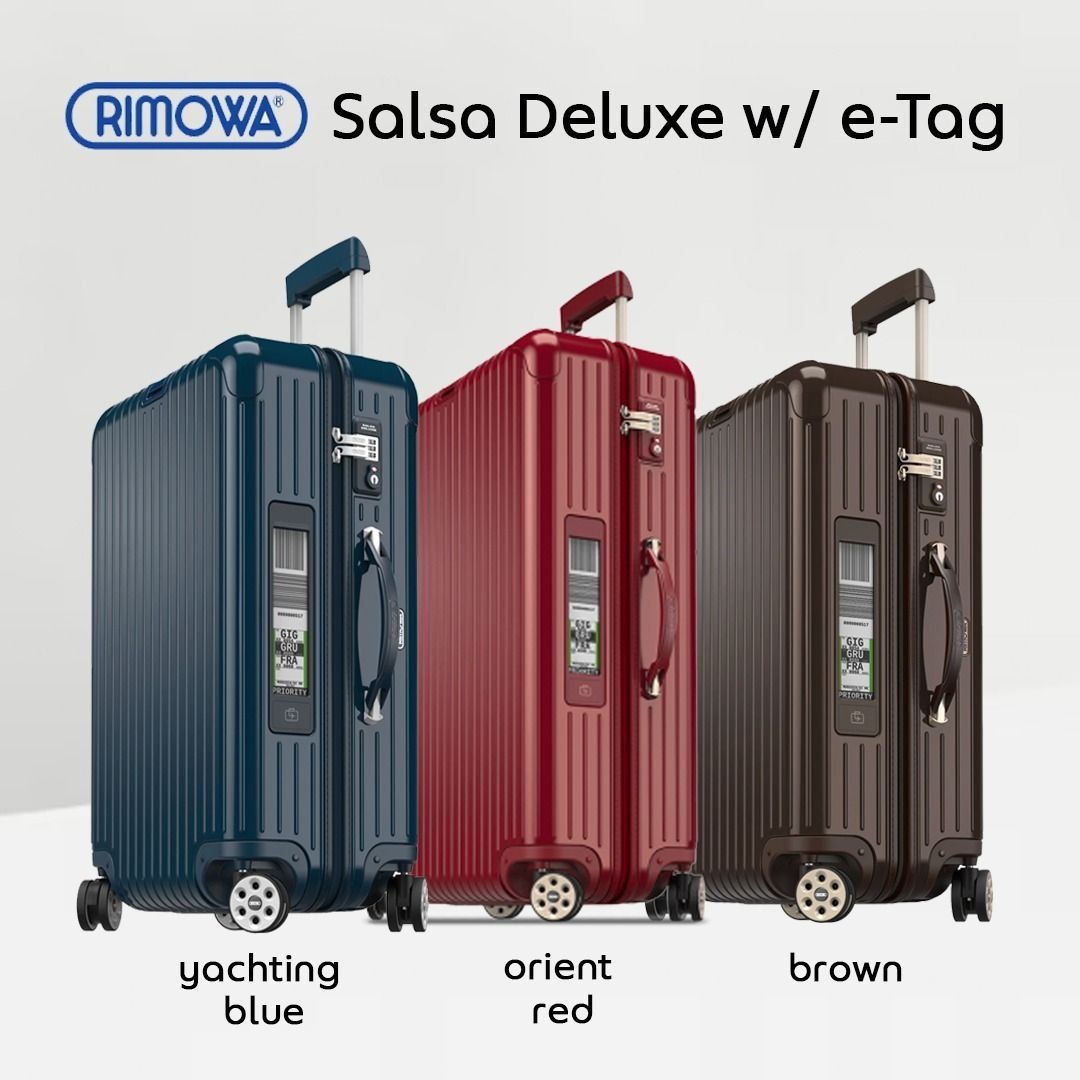 RIMOWA Salsa Deluxe / Essential w/ e-Tag (Category: Luxury Bags & Wallets) located in Quezon City. Submitted by thriftymnl_ (Listing ID 1426210702, Image 1). Description: RIMOWA Salsa Deluxe / Essential with e-Tag - Available Colors: Yachting Blue, Orient Red, Brown - Features the iconic RIMOWA design pre-LVMH ownership - Equipped with e-Tag for easy check-in - Lightweight Durable and Stylish - Perfect for travel Material: Polycarbonate Made in C