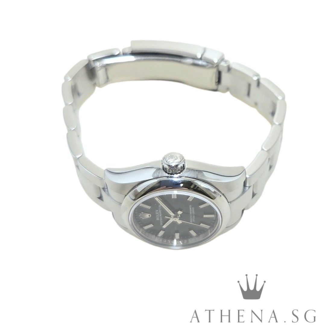 ROLEX LADIES OYSTER PERPETUAL 26MM “AN” SERIES “BLACK DIAL” 176200 (WATCH ONLY) (Category: Watches) located in Singapore. Submitted by athenawatches (Listing ID 1426230336, Image 2). Description: JWWRL_1919 Brand Rolex Model 176200 Series Alpha Numeric Colour of Dial Blue Index Dial Bezel Stainless Steel Domed Bezel Case Diameter 26mm Case Material Oystersteel Bracelet Oystersteel Oyster Flat Bracelet with Folding Oyster Clasp Glass Scratch Resis