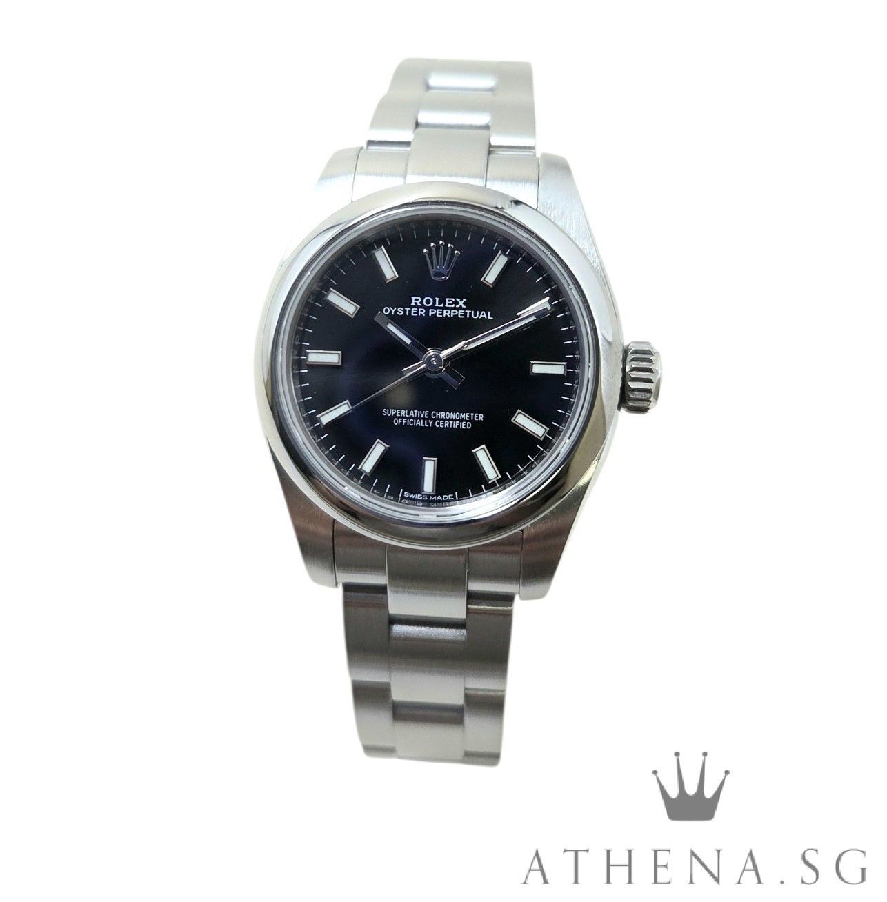 ROLEX LADIES OYSTER PERPETUAL 26MM “AN” SERIES “BLACK DIAL” 176200 (WATCH ONLY) (Category: Watches) located in Singapore. Submitted by athenawatches (Listing ID 1426230336, Image 1). Description: JWWRL_1919 Brand Rolex Model 176200 Series Alpha Numeric Colour of Dial Blue Index Dial Bezel Stainless Steel Domed Bezel Case Diameter 26mm Case Material Oystersteel Bracelet Oystersteel Oyster Flat Bracelet with Folding Oyster Clasp Glass Scratch Resis