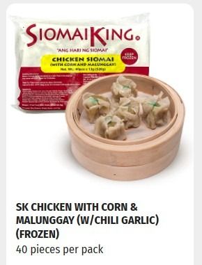 Siomai King Products (Frozen) (Category: Chilled & Frozen Food) located in Quezon City. Submitted by gio26 (Listing ID 1426317801, Image 2). Description: If you are interested in starting your own business with no experience. This is your sign and chance. We are open for partnerships: - Retailers - Wholesalers - Dropshippers - Franchisers Message me if you need any further details. You can also order here (https://shop.siomaiking.ph/GiovanElcarte