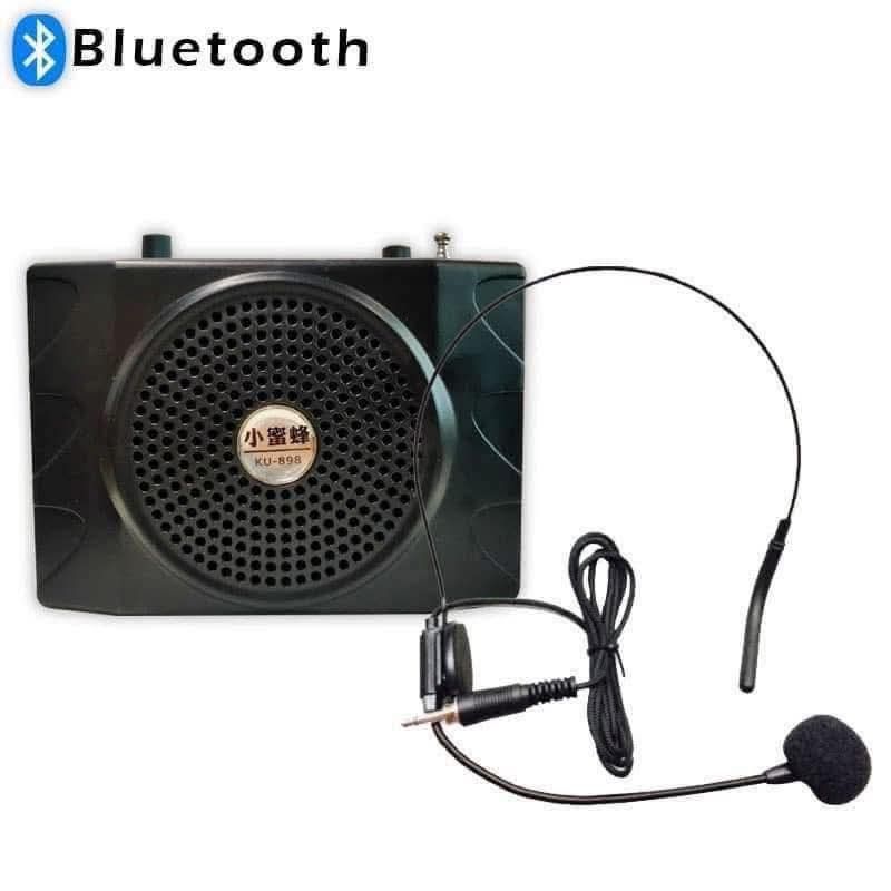 SUMK KU-898 Portable Voice Amplifier with Bluetooth (Category: Soundbars, Speakers & Amplifiers) located in Manila. Submitted by iliasjen (Listing ID 1426220855, Image 2). Description: SUMK KU-898 voice amplifier features Bluetooth connectivity, USB/SD/FM radio, and a digital display. It includes a headset microphone, remote control, and a built-in 1800mAh battery for up to 10 hours of use. It supports 6 music modes: Pop, Rock, Classic, Jazz, Bas
