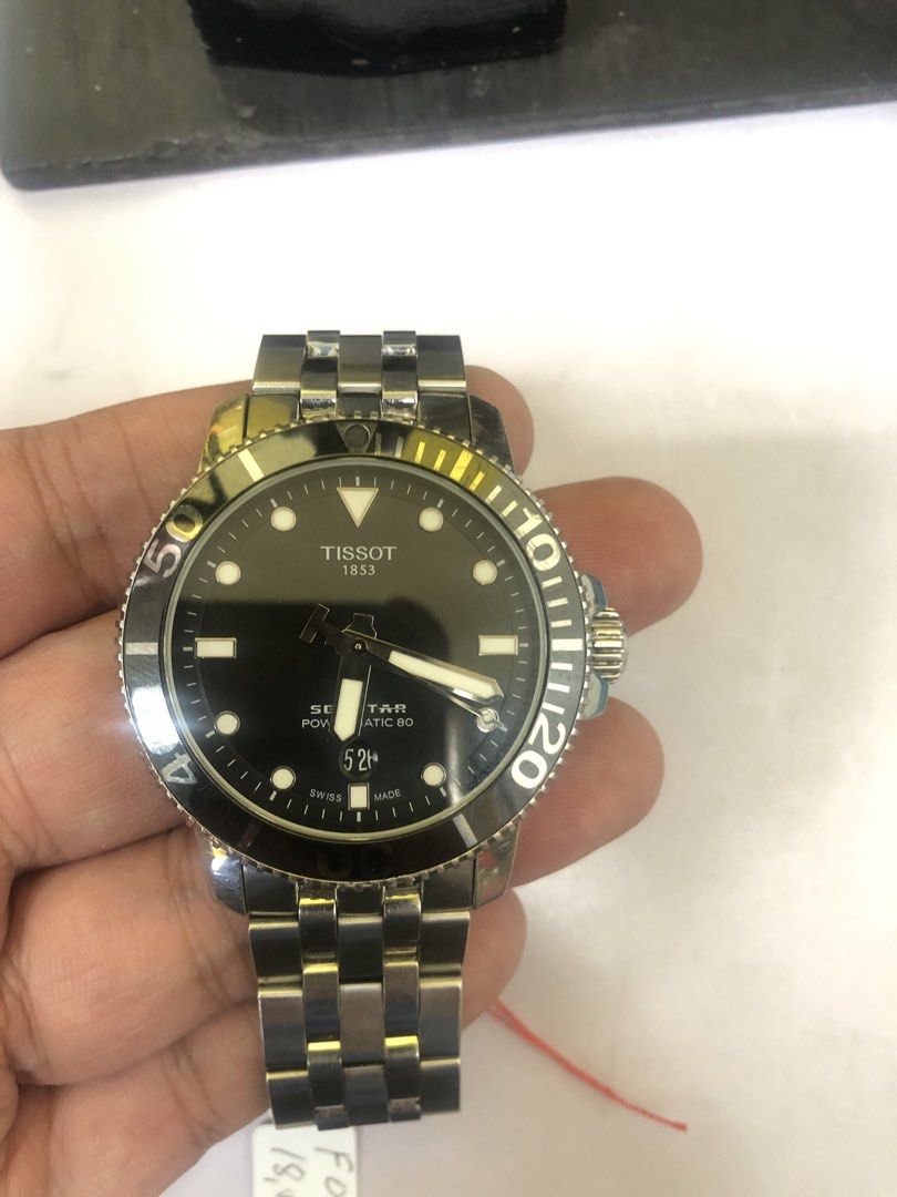 Tissot Seastar Powermatic 80 Automatic Watch (Category: Luxury Watches) located in Quezon City. Submitted by groseph13 (Listing ID 1426273867, Image 1). Description: For sale only Watch unit only 44mm Good working condition With extra links Cubao QC meetup 20k FIRM .