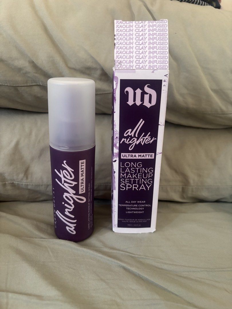 Urban Decay All Nighter Ultra Matte Setting Spray (Category: Makeup) located in Marikina City. Submitted by pufferclowntang (Listing ID 1421642002, Image 1). Description: Bought from Changi Airport Singapore. Never used. ORIGINAL..