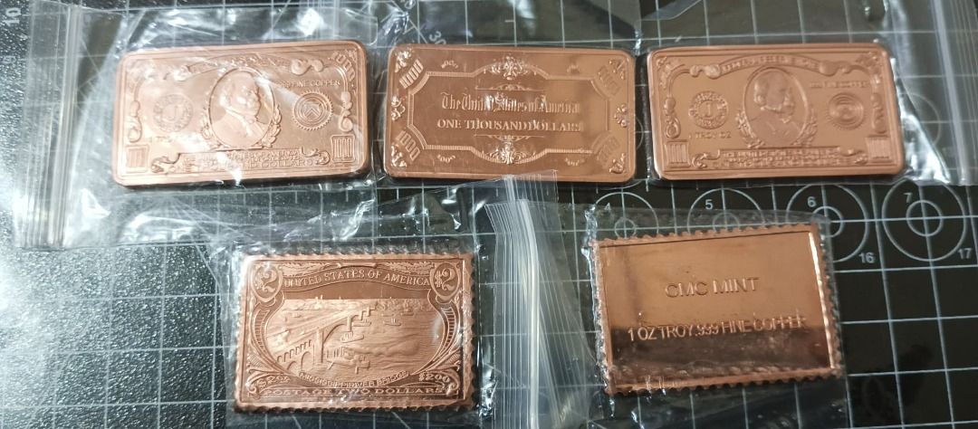 1oz Copper Bar - Sta,[ Design - Pure 99.9% Copper (Category: Currency) located in Quezon City. Submitted by victr2 (Listing ID 1426472843, Image 2). Description: 1oz Copper Bar Stamp Design Material: Pure Copper Weight: 1 oz Size: 50x28x3mm size Price: 650 Item for pickup at our location in North Fairview QC..