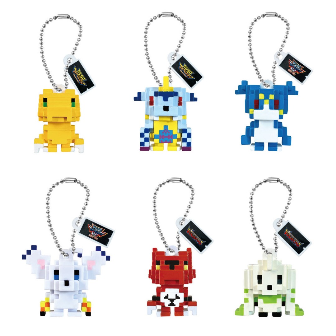 (包順豐快遞) 數碼暴龍 方塊公仔吊飾扭蛋 全套 6 款 Digimon Block Figure Charms Keychain ...