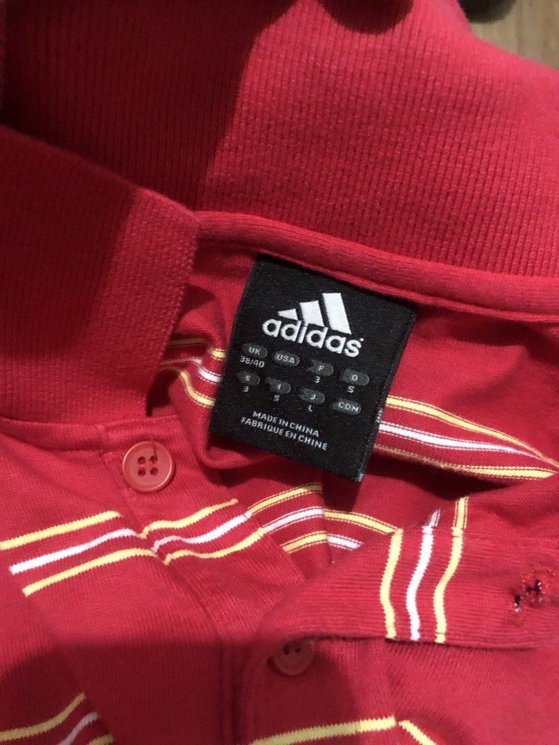 Adidas Striped Polo Shirt (Category: Tshirts & Polo Shirts ) located in Pasig City. Submitted by ryeque (Listing ID 1426564291, Image 2). Description: L - 26 W - 21 THRIFTED ITEM SO PLEASE MANAGE YOUR EXPECTATION.