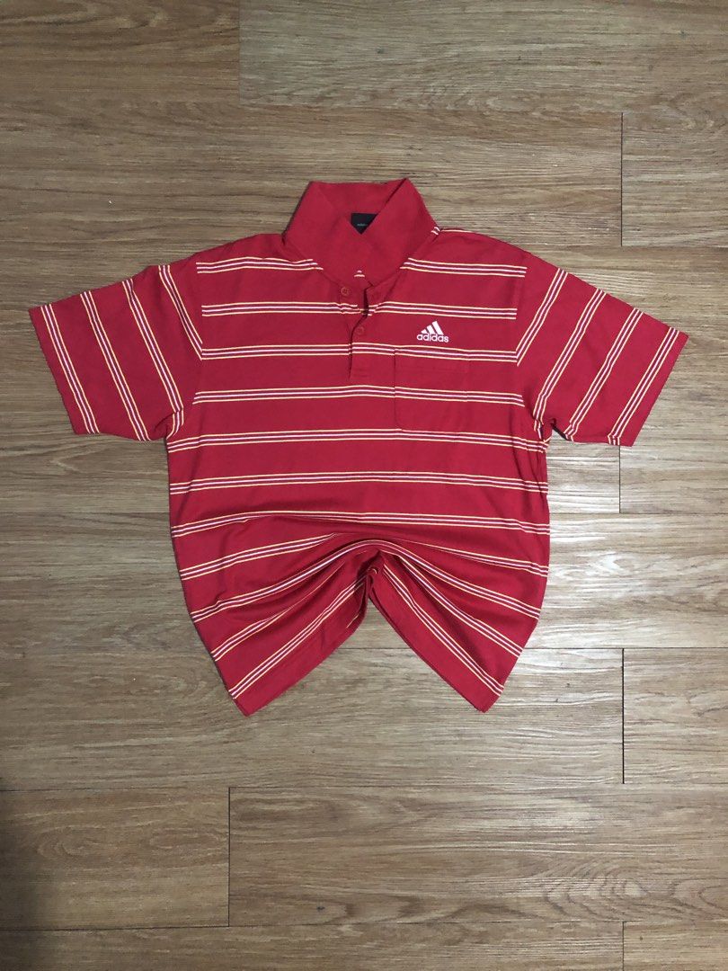 Adidas Striped Polo Shirt (Category: Tshirts & Polo Shirts ) located in Pasig City. Submitted by ryeque (Listing ID 1426564291, Image 1). Description: L - 26 W - 21 THRIFTED ITEM SO PLEASE MANAGE YOUR EXPECTATION.