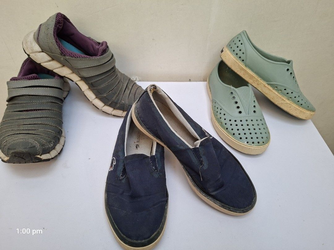 Assorted Shoes (Category: Sneakers) located in Paranaque City. Submitted by chebureche (Listing ID 1426433608, Image 1). Description: DeclutteringAssorted Shoes Price per shoe Take all at Php125 Lacoste - size 5 Puma - Size 6 Native - 5 As is condition.