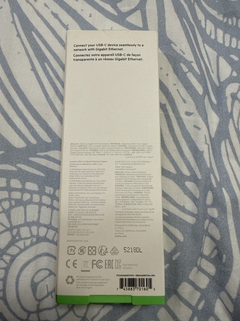 Belkin USB-C to Gigabit Ethernet Adapter405992097176637441