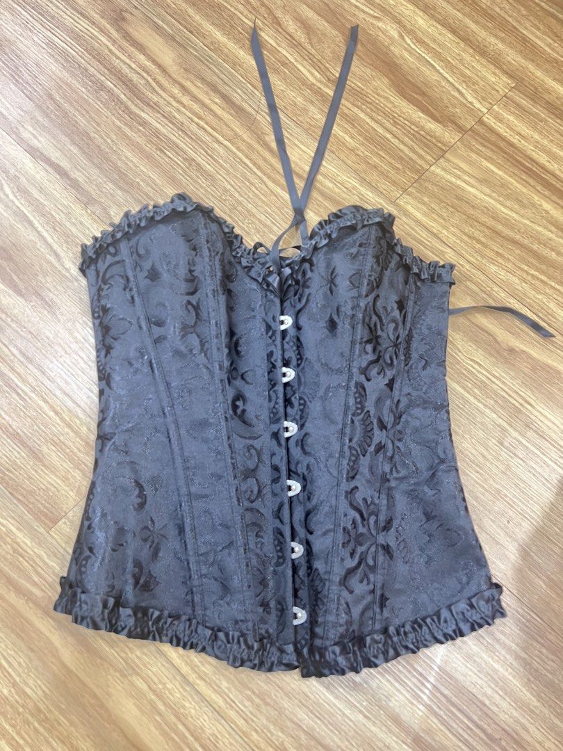 Black Lace Pattern Corset Top (Category: Others Tops) located in Manila. Submitted by offthelabelmnl (Listing ID 1426449257, Image 1). Description: Used once - size S Loc : Binondo.