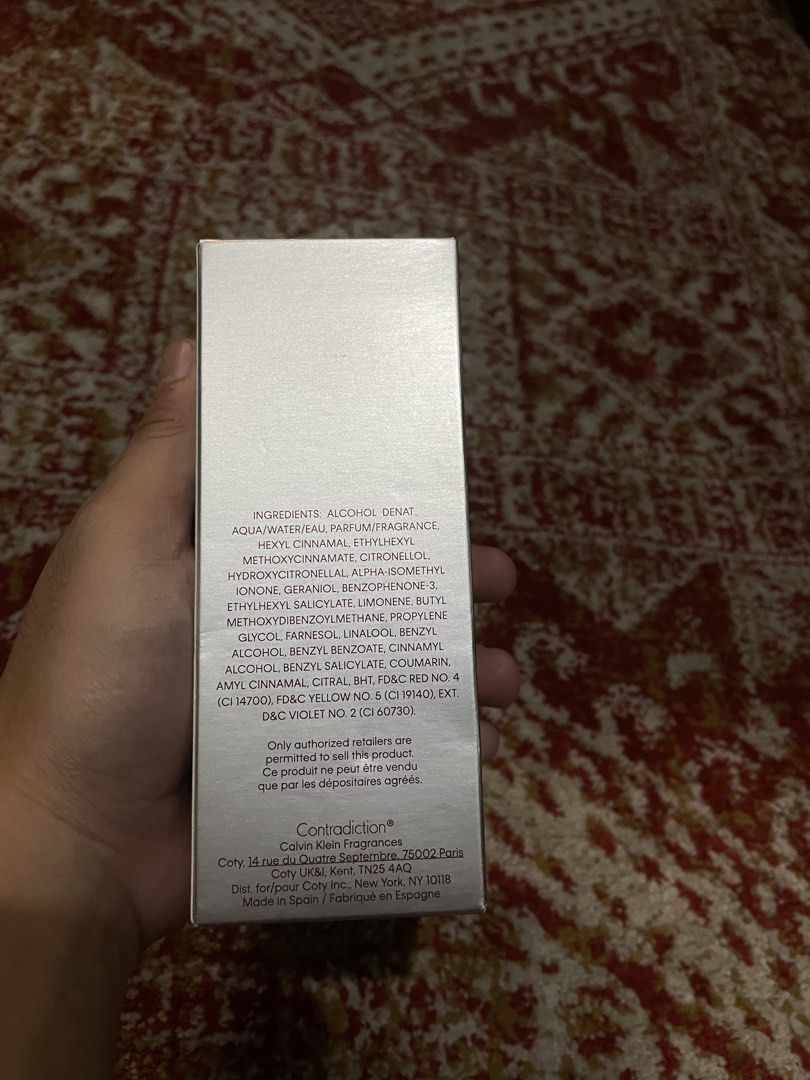 Calvin Klein Contradiction Eau de Parfum 100ml (Category: Fragrance & Deodorants) located in Dumaguete. Submitted by raspberrypepsi (Listing ID 1426576593, Image 2). Description: .