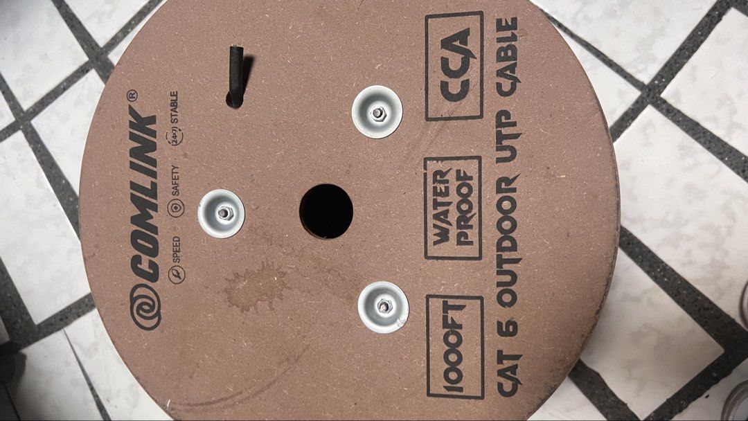 CAT6 Outdoor UTP Cable Comlink - waterproof Black < 1000 ft original spool (Category: Looking For) located in Marikina City. Submitted by katzfind (Listing ID 1426587736, Image 2). Description: Excess from office rewiring Opened spool but still intact. Original price is $150 -₱9k (+shipping) =₱12k Note: on-line are only per 100m at p780 Available in original spool, unused is 650 mtrs. .