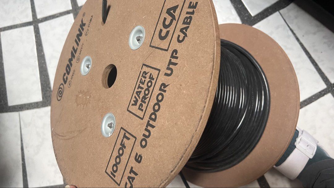 CAT6 Outdoor UTP Cable Comlink - waterproof Black < 1000 ft original spool (Category: Looking For) located in Marikina City. Submitted by katzfind (Listing ID 1426587736, Image 1). Description: Excess from office rewiring Opened spool but still intact. Original price is $150 -₱9k (+shipping) =₱12k Note: on-line are only per 100m at p780 Available in original spool, unused is 650 mtrs. .