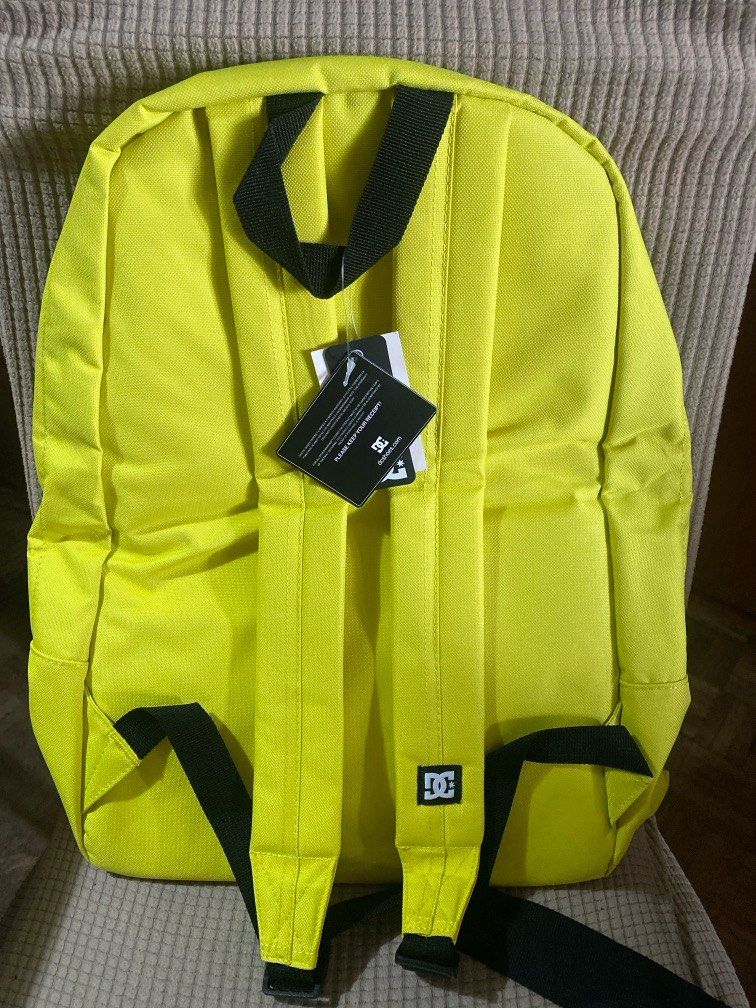DC Backpack (Category: Backpacks) located in Manila. Submitted by sample_only (Listing ID 1426412689, Image 2). Description: Highlighter Yellow DC Backpack 18x15 Bought in USA.