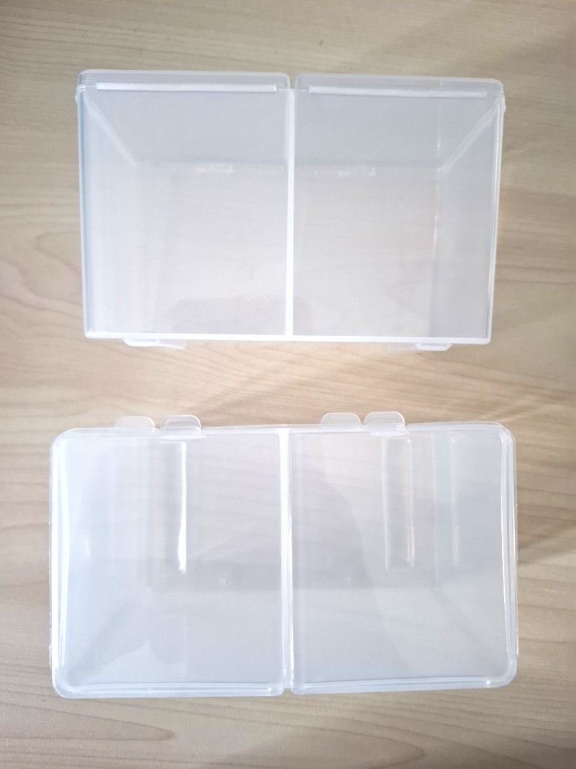 Double grid Storage box (Category: Storage Boxes & Baskets) located in Quezon City. Submitted by an.marie (Listing ID 1426475524, Image 1). Description: Clear storage containers. Durable plastic. Ideal for organizing small items. See-through design..