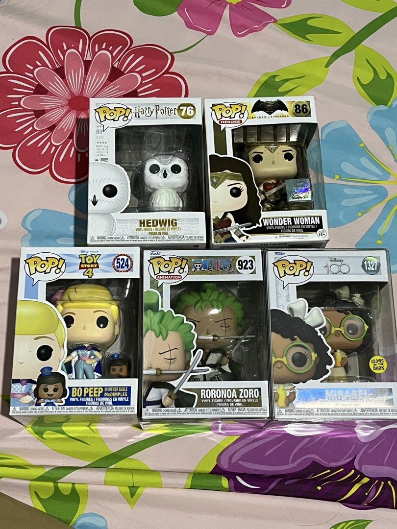 Funko Pop! Vinyl Figures - Assorted Characters (Category: Designer & Blind Box Toys) located in Santa Ana. Submitted by xaein (Listing ID 1426497171, Image 2). Description: PM for the pricelist ⚠️Bo Peep - SOLD ⚠️ Wonder Woman - SOLD.