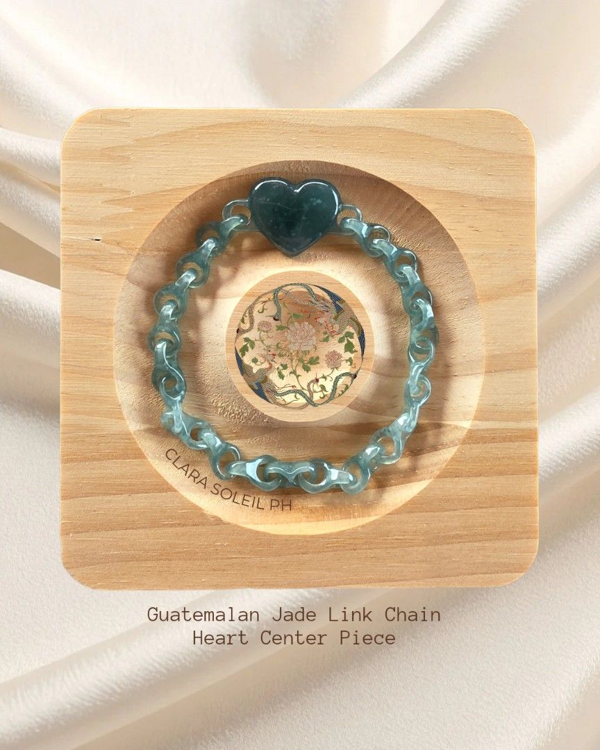 Authentic Grade A Guatemalan Jade Link Chain Heart Bracelet (Category: Bracelets) located in Santa Rosa. Submitted by clarasoleilph (Listing ID 1426403233, Image 1). Description: Guatemalan Jade Link Chain Bracelet Guatemalan Jade Heart Center Piece 18 cm wrist size More products in our Facebook, Instagram & Threads, and TikTok accounts @ Clara Soleil PH. See you there!.