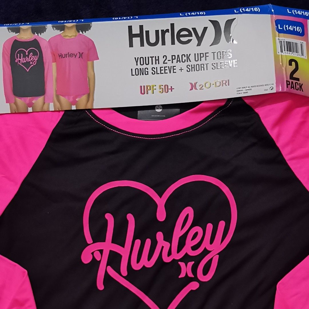 Hurley Youth 2-Pack UPF Tops (Category: Rash guard) located in Quezon City. Submitted by emti88 (Listing ID 1426455757, Image 1). Description: Hurley Youth 2-pack UPF Tops Rashguard Original and brand new Long sleeve and short sleeve UPF 50+ protection Labeled as for teens aged 14 to 16 but can fit up to Semi Medium (Women) Bought in the US.