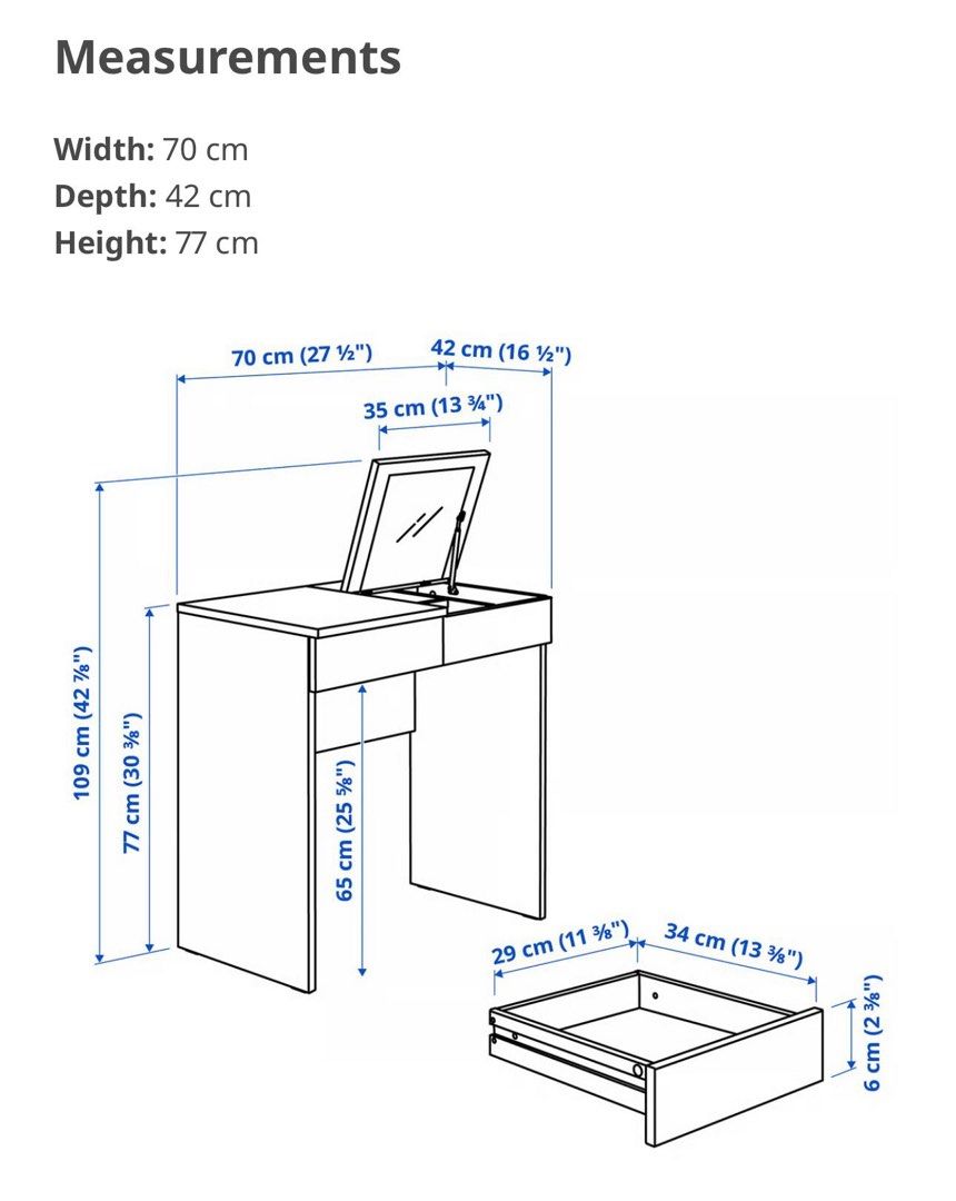IKEA BRIMNES Dressing Table - Black, Furniture & Home Living, Furniture ...