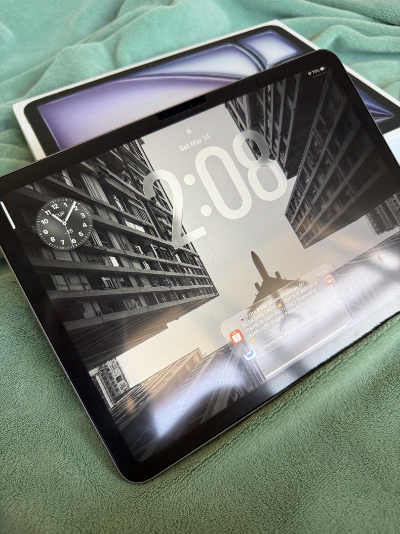 iPad Air 11-Inch (M3) Wi-Fi + Cellular (Category: iPad) located in General Trias. Submitted by rva_gadgets (Listing ID 1426450794, Image 1). Description: FS: iPad Air 11-Inch (M3) Wi-Fi + Cellular - 128GB, Space Grey - 101% Smooth, Like New - 100% Batt Health, 48 CC - 101% No Issues - Unlocked, Any Network - Complete with Box - Warranty until Dec 2026 Add’l Inclusion : - Original Apple Smart Folio for iPad Air 11-inch bought for P5,690 at PMC CHE