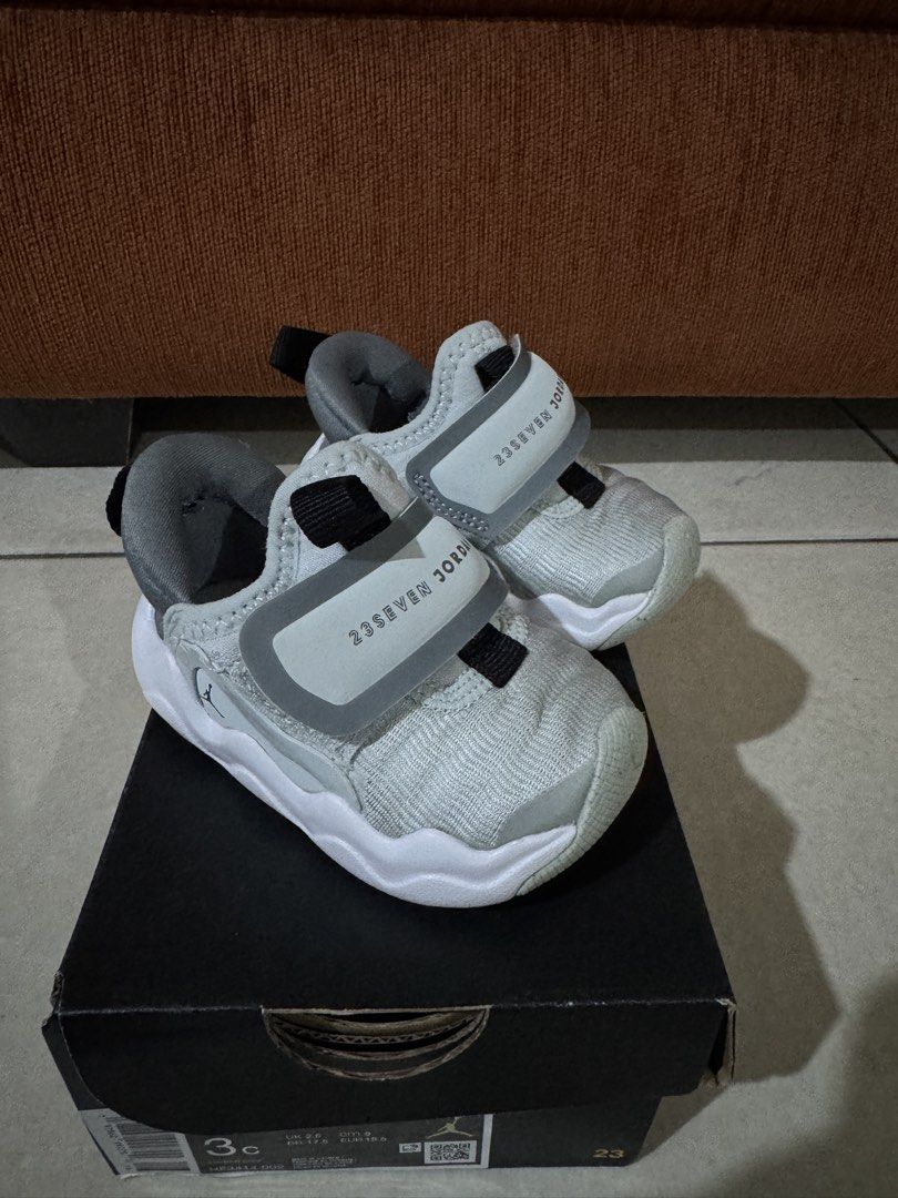 Jordan 23/7 .2 Easyon (TD) (US 3C) (Category: Babies & Kids Fashion) located in Quezon City. Submitted by saaaandy (Listing ID 1426385324, Image 1). Description: Jordan 23/7 .2 Easyon (TD) Brand new, with box Color: white, grey, black Size: US 3C Price: P2,500 Payment: BPI or GCash only Delivery: shipping c/o buyer For inquiry: 09088805796 .