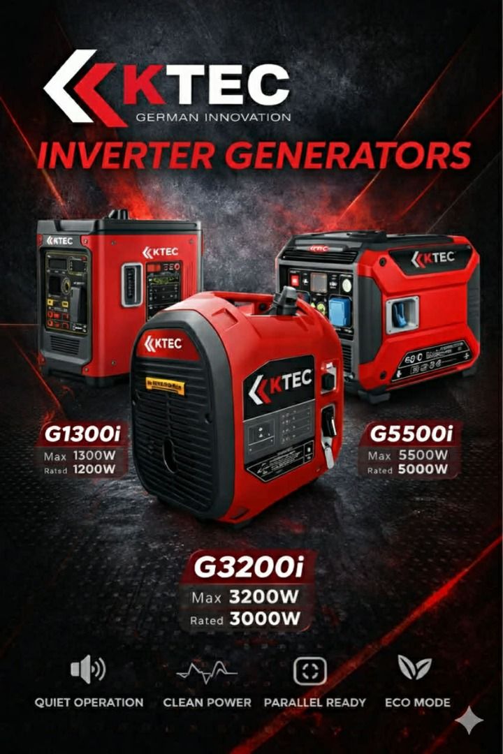 K-TEC Gasoline Generator (Category: Construction Tools & Equipment) located in Quezon City. Submitted by dito-mura2025 (Listing ID 1426407652, Image 1). Description: KTEC generators are versatile, fuel-efficient gasoline-powered generators suitable for household, small business, and construction use, offering reliable power output and durable components. Popular KTEC Generator Models KTEC G1000 Engine Power: 3.5HP, 127CC, air-cooled Fuel Capacity