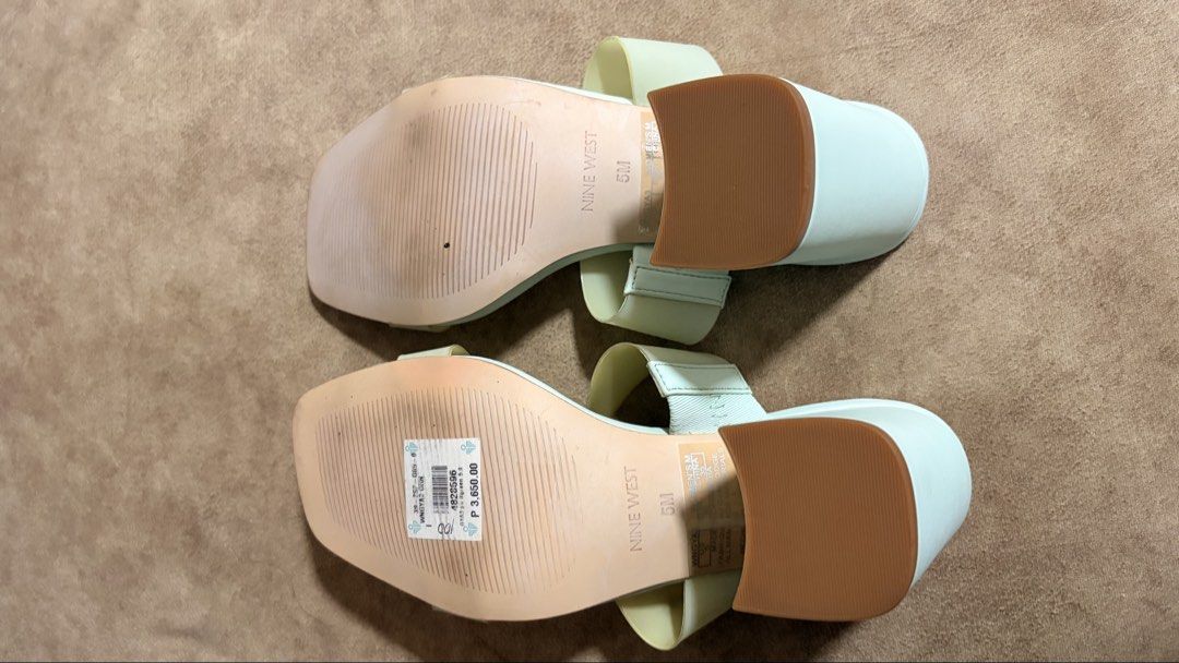 Nine west heels (mint green) size 5 (Category: Heels) located in Caloocan City. Submitted by reqsj (Listing ID 1426495052, Image 3). Description: Never been used but nag discoloration na, with sticker pa.