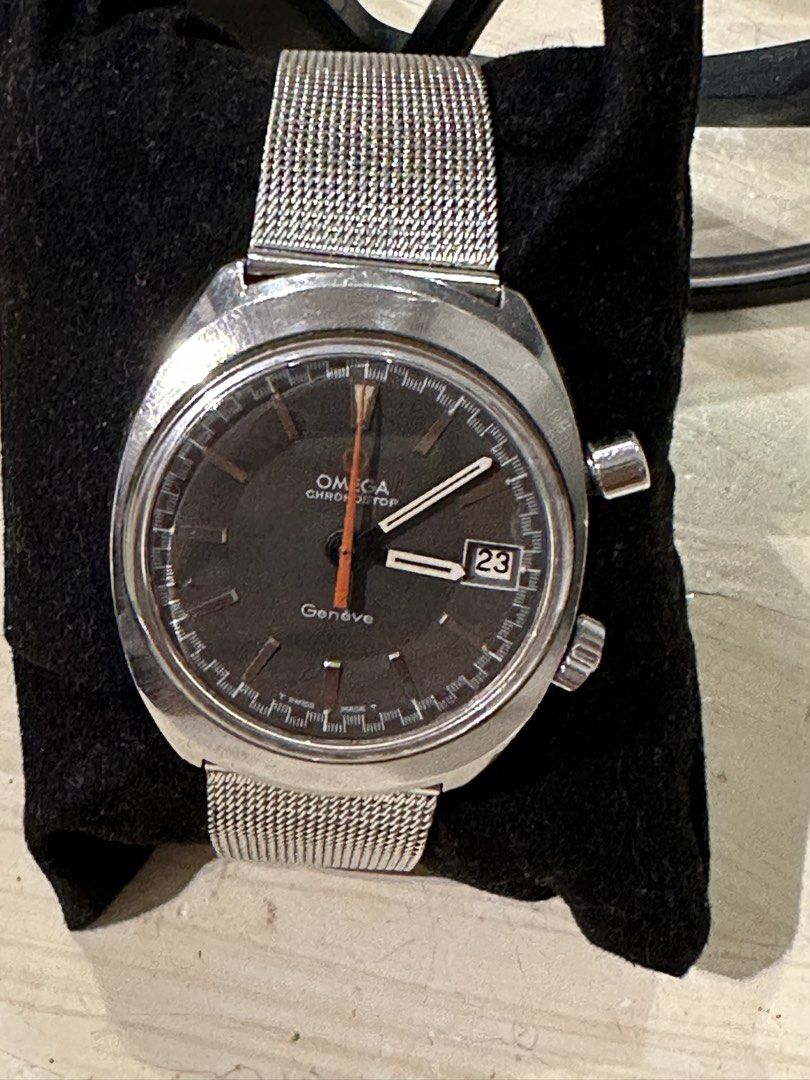 Omega Chronostop Geneve Watch (Category: Luxury Watches) located in Muntinlupa City. Submitted by alabangbargains (Listing ID 1426088693, Image 2). Description: watch item video: https://youtube.com/shorts/bDSsBifKIuo?si=jhiQl4BKUUV7CrAx 1 minute chrono 70s driver chrono watch Manual wind Must see Alabang meet up only Pick up cost at buyer expense MOP: bank transfer.