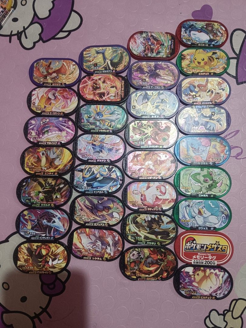 Pokemon Ga-Ole, mezastar Arcade Game Chips and Case (Category: Card Boxes & Cases) located in Pasig City. Submitted by rednaxela_rich (Listing ID 1426445486, Image 3). Description: 82pcs Japan version pokemon Nintendo t-arts ga-olé chips 18pcs black,14pcs white,6pcs violet,3pcs green,3pcs red, 1pcs black Nintendo t-arts Japan version mezastar chips. 48pcs White pokemon Nintendo t-arts English version mezastar chips.